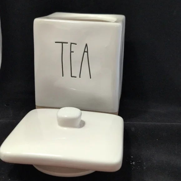 Rae Dunn Cream and Tan Tea Canister - Picture 2 of 4